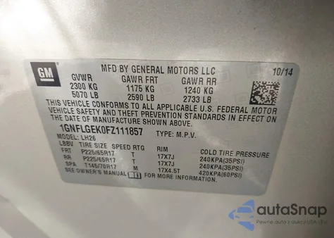 2015 Chevrolet Equinox 2Lt from USA, damaged, VIN 1GNFLGEK0FZ111857